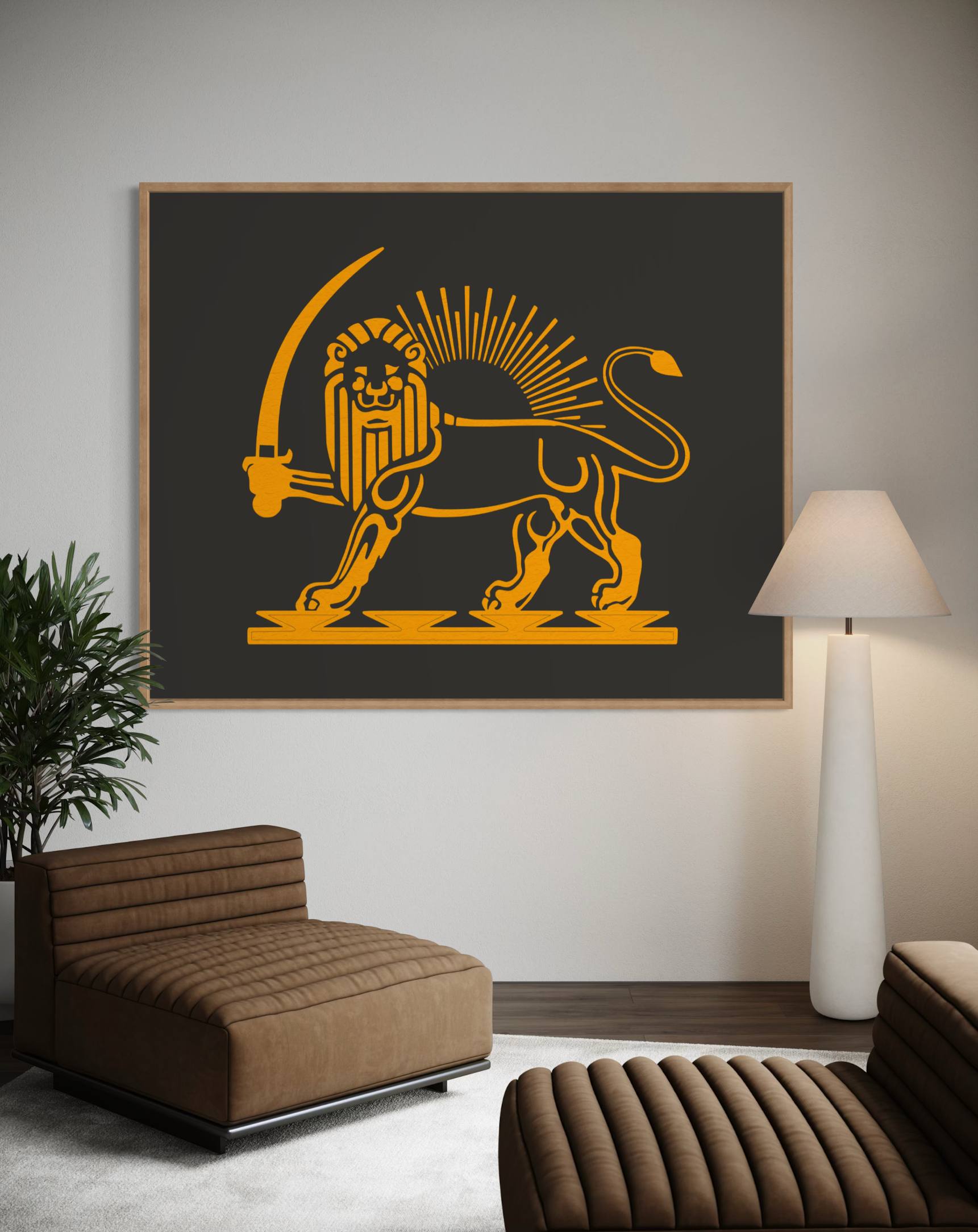 Gold Lion and Sun heritage wall panel