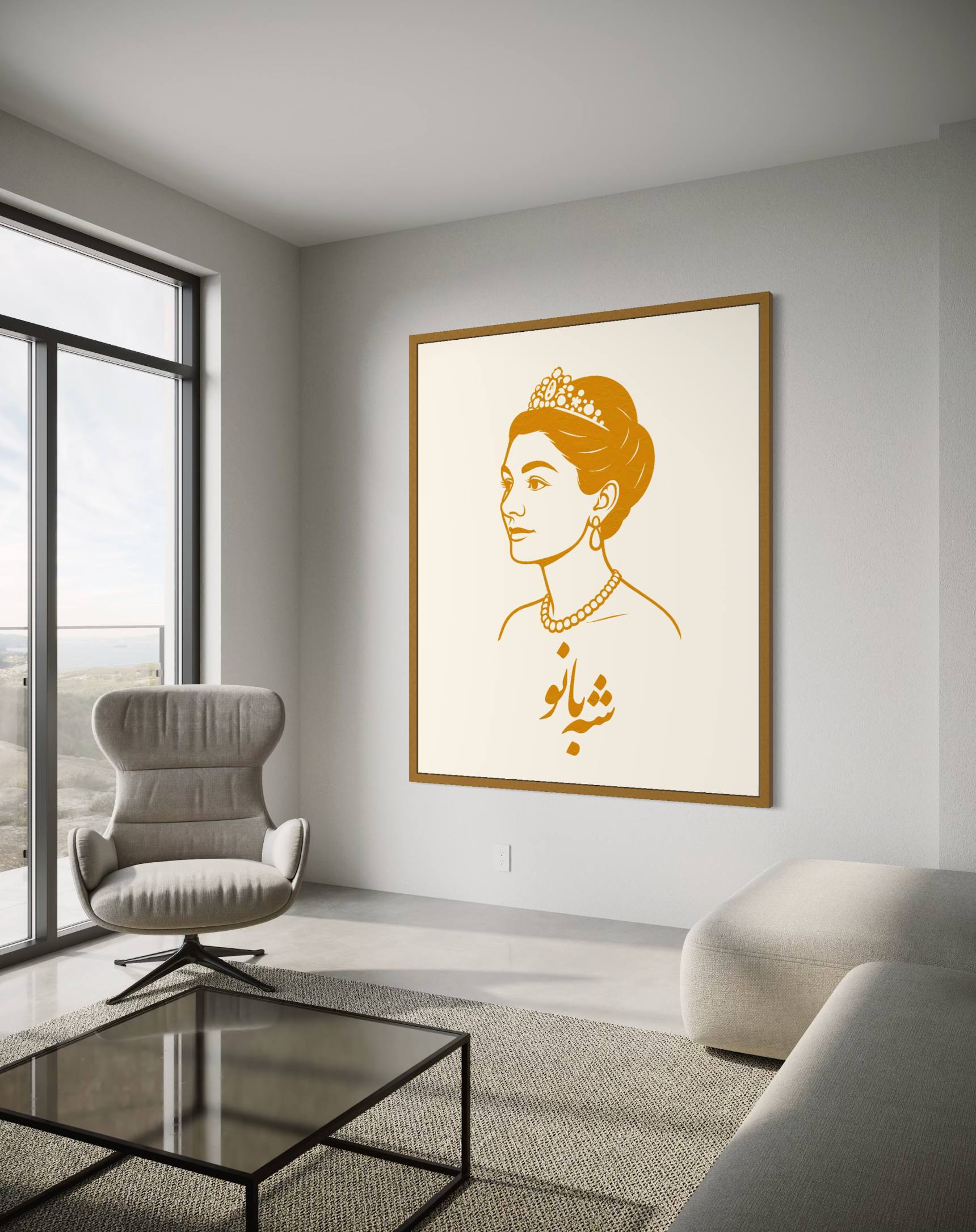 Gold Shahbanu portrait wall panel